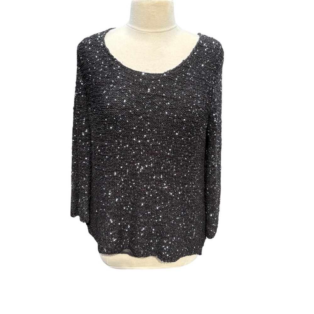 Studio Y Black Sequin Knit Sweater